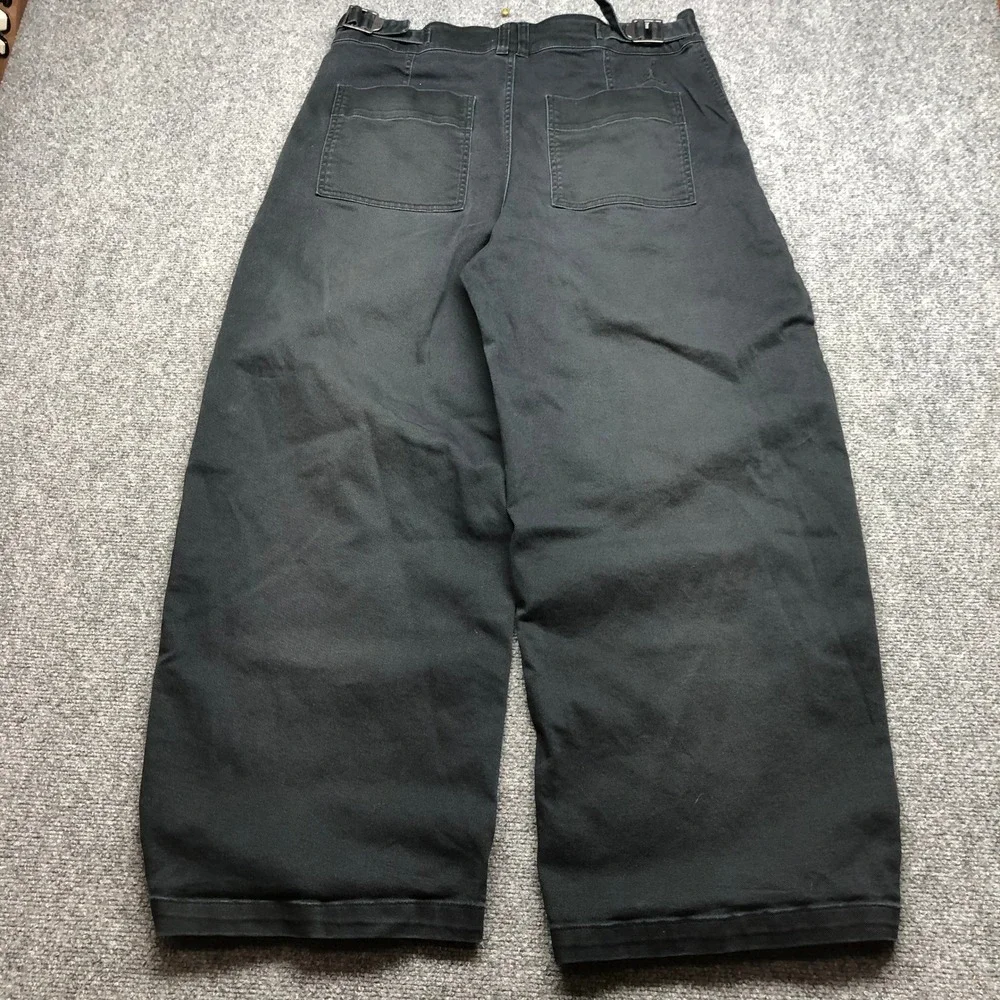 Y2K Jordan Mens Baggy Trousers Washed Black Oversized Cinch Back Pants Large